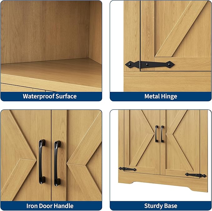 GarveeHome 67" Tall Corner Storage Cabinet, Farmhouse Corner Hutch Display