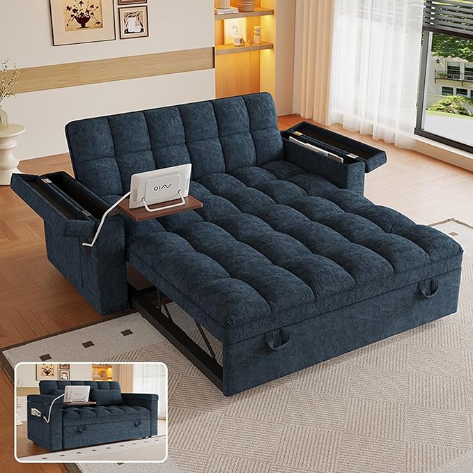 3 in 1 Convertible Sleeper Sofa, 65in Sleeper Couch