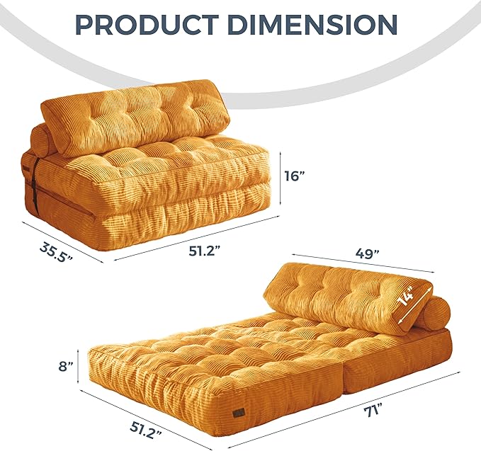 MAXYOYO Folding Sofa Bed, Convertible Sleeper Chair