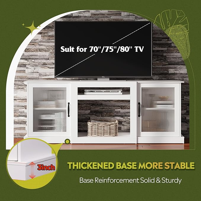 WLIVE Farmhouse TV Stand for 75 inch TV, Entertainment Center