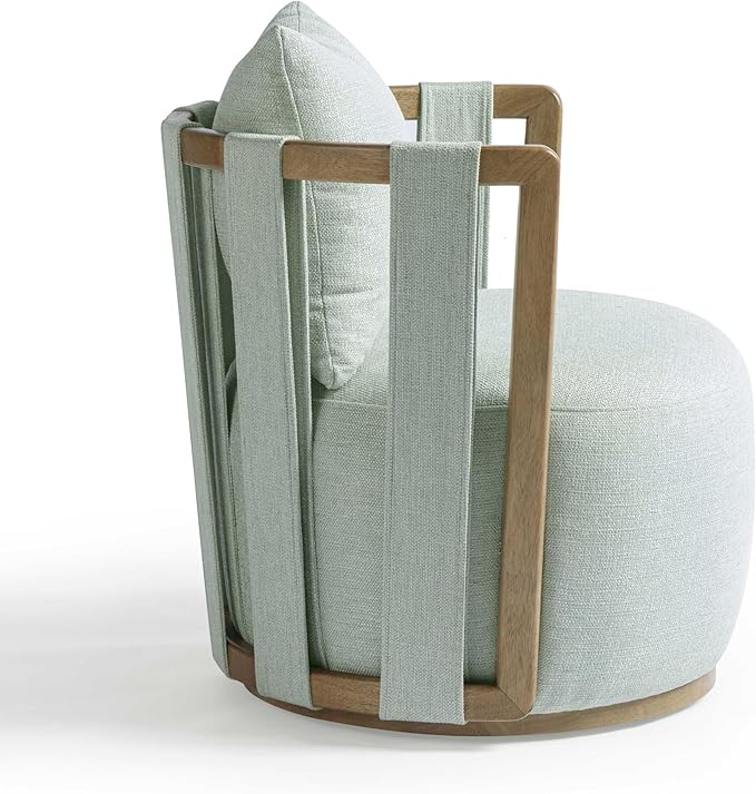 First of a Kind Swivel Chair in Mint Green Fabric