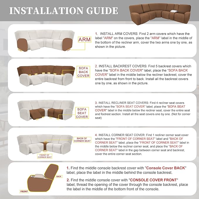 100% Waterproof Sectional Recliner Couch Covers