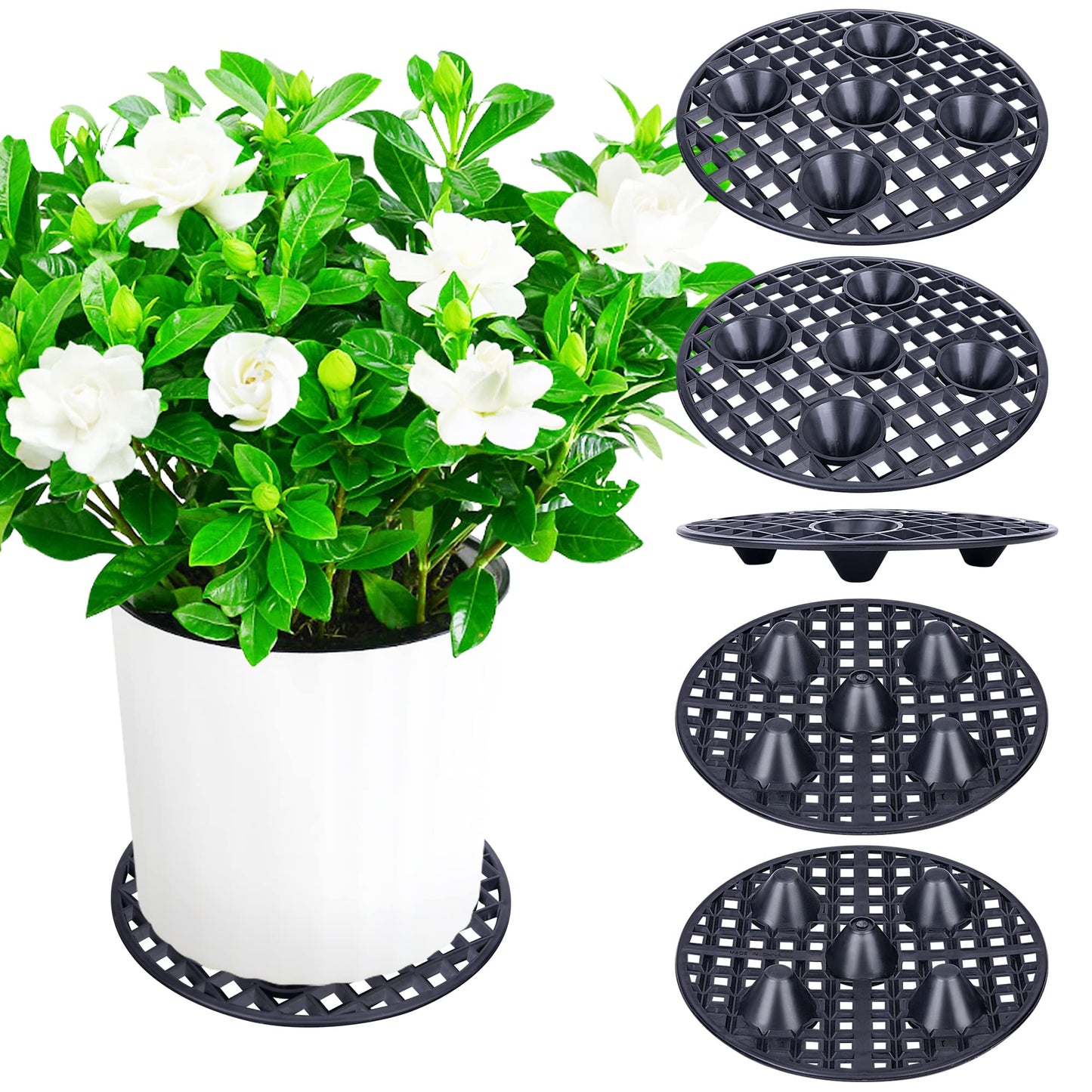 LFUTARI 6Pcs Plant Level Pot Elevator, 7.8 inch Plant Stands, Plant Pot Saucer for Prevent Rot and Damage on Patio & Deck (20cm-6pcs, Black)