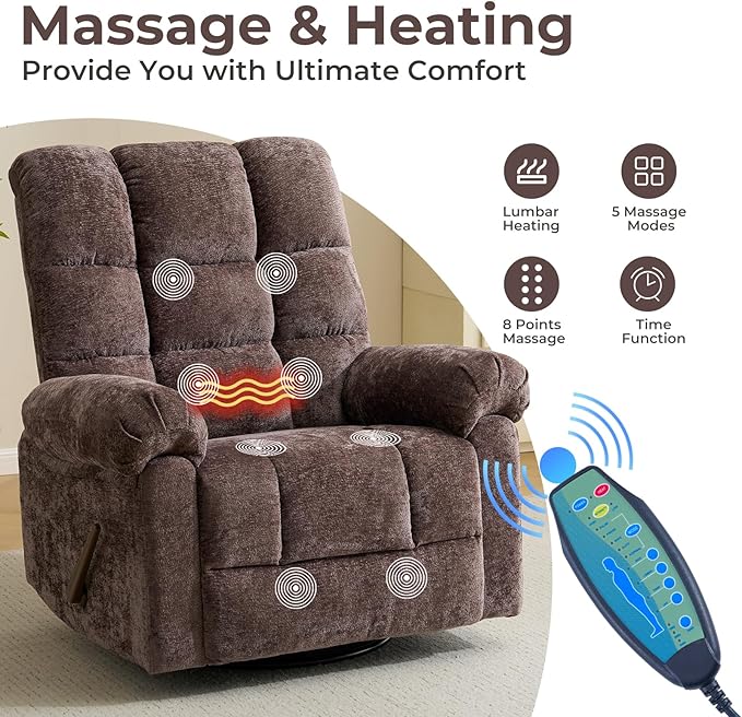 Oversized Swivel Rocker Recliner