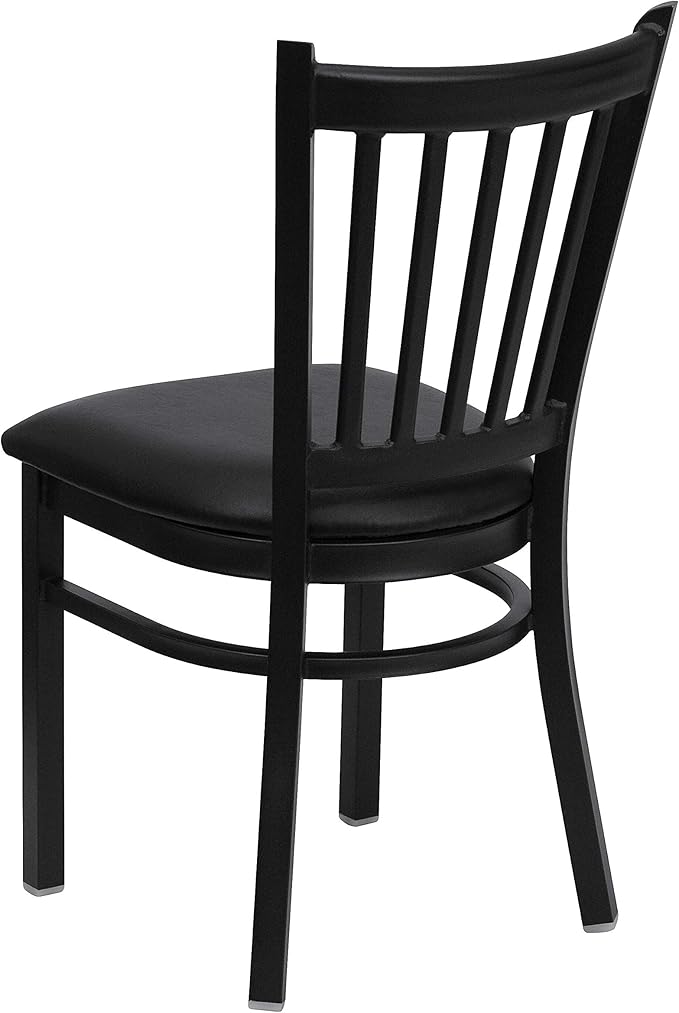 Flash Furniture HERCULES Series Black Vertical Back Metal Restaurant Chair