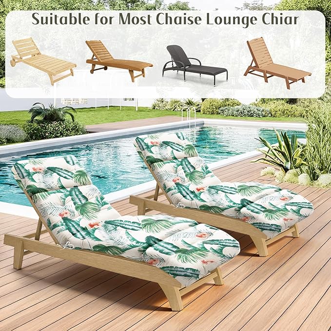 EverPine Outdoor Chaise Lounge Chair Cushion 74.4 x 22.8 x 4.7 Inch, Patio