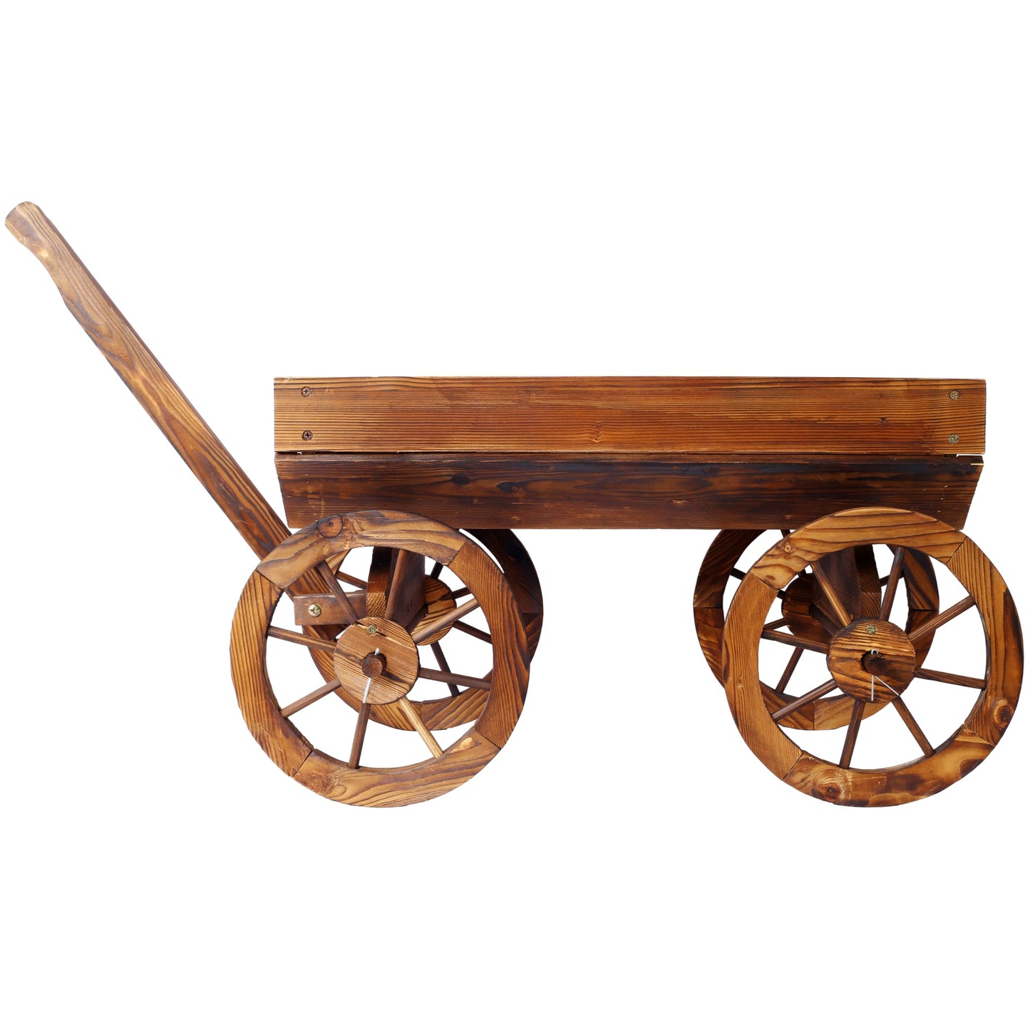 HnestBepo Wood Wagon Flower Planter Pot Stand W/Wheels Home Garden Outdoor Decor
