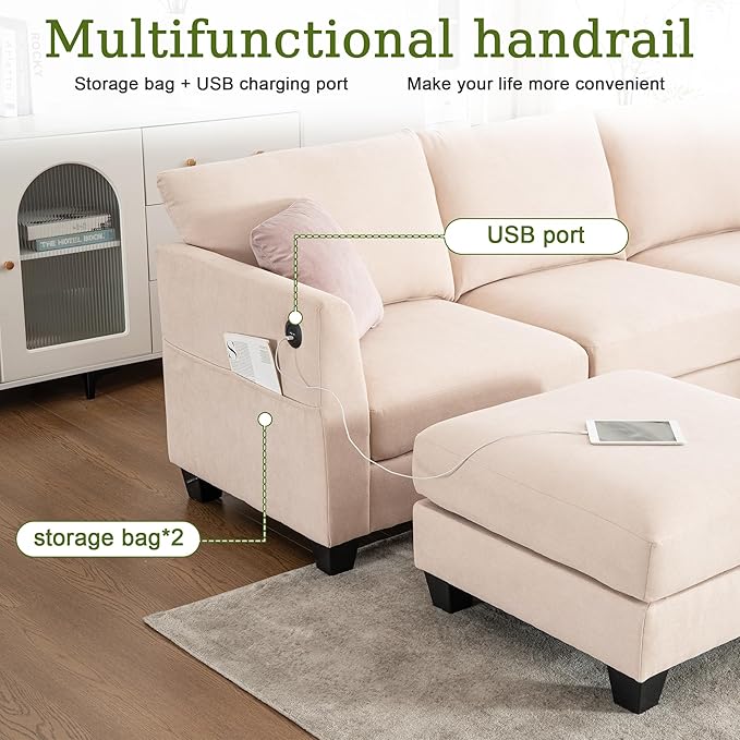 122.8" Large Sectional Couches for Living Room, 6 Seater L Shaped Modular