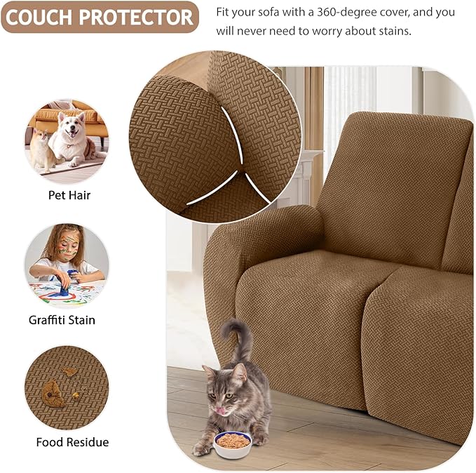ALIECOM 100% Waterproof Recliner Sectional Couch Covers L Shape Stretch Corner