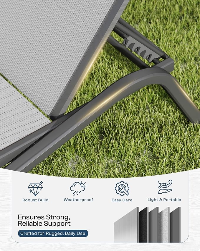Adjustable Patio Chaise Lounge Chair, Outdoor Pool Lounger
