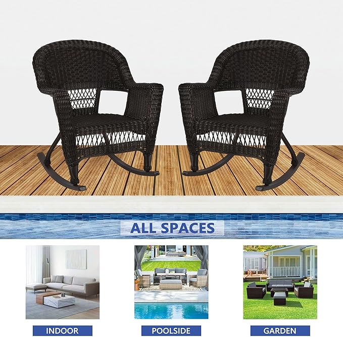 Jeco Set of 2 Wicker Rocker Chairs