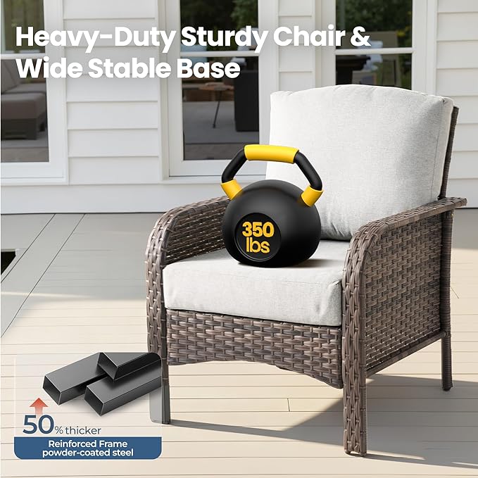 Weaxty Wicker Patio Furniture Set High Back Loveseat Sofa Couch Armchair Coffee