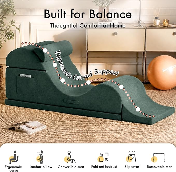 Convertible Yoga Chair for Adults, Ergonomic Foam Lounge