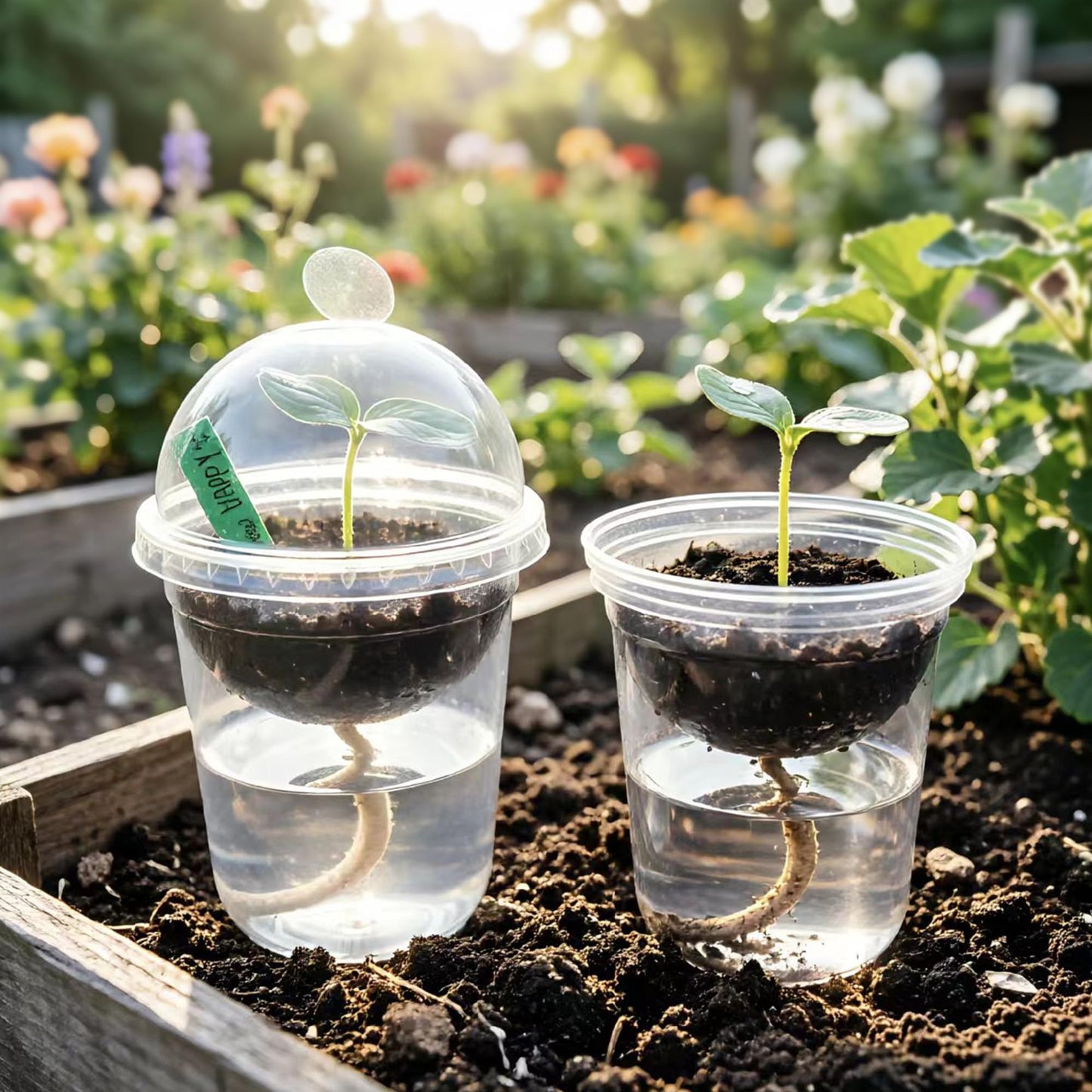 ORIMERC 15 Set Nursery Pots with Humidity Dome, Clear Nursery Pots with Drainage, Self Watering Small Plant Pots, Seedling Pots for Plants, Seed Starter Pots for Planting Vegetables Fruit (Thick)