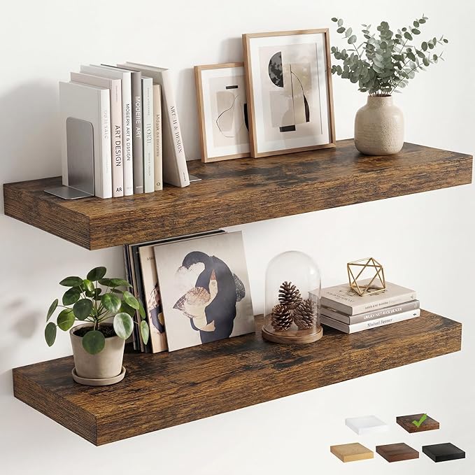 12 inch Deep Floating Shelves for Wall, 36 inch Wide Engineered Wood Wall