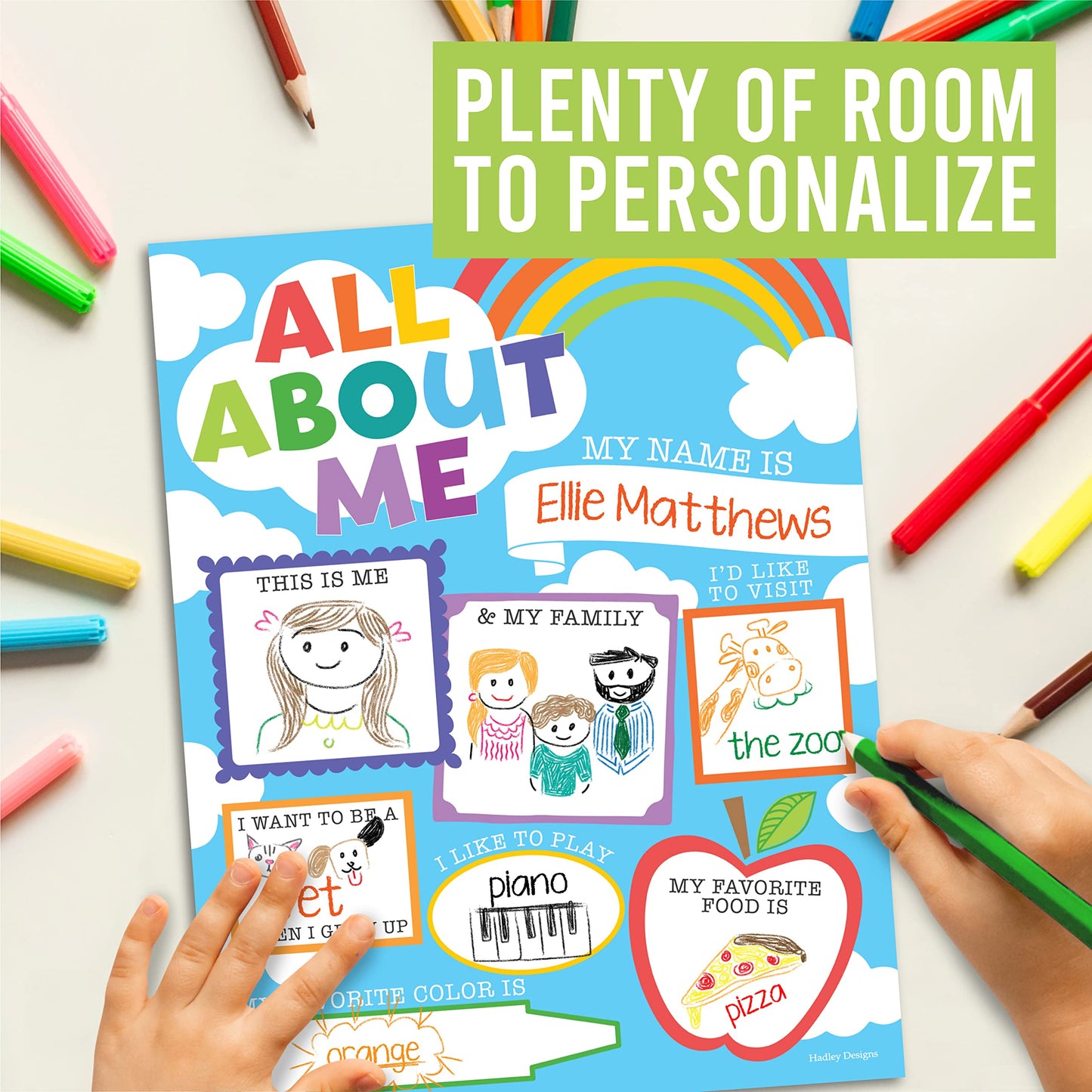 Hadley Designs All About Me Posters for Classroom Must Haves - 20 Star Student Poster, 100 Days of School Items, Star of The Week Poster Elementary Classroom Decor, End of School Year Teacher Supplies