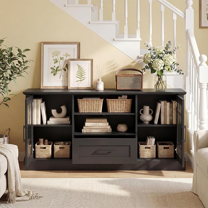 Giantex Farmhouse TV Stand for 65/70 Inch TV, Tall Entertainment Center