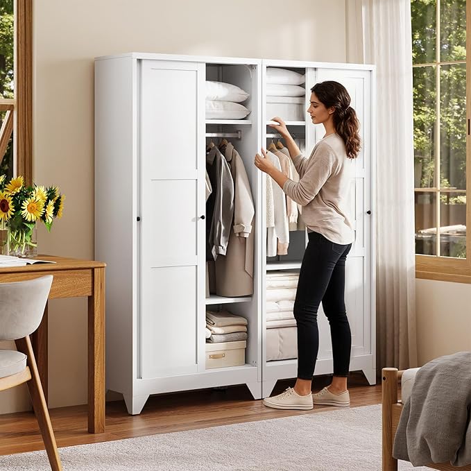 Letaya Armoire Wardrobe Closet, Narrow Slim Coat Closet Cabinet