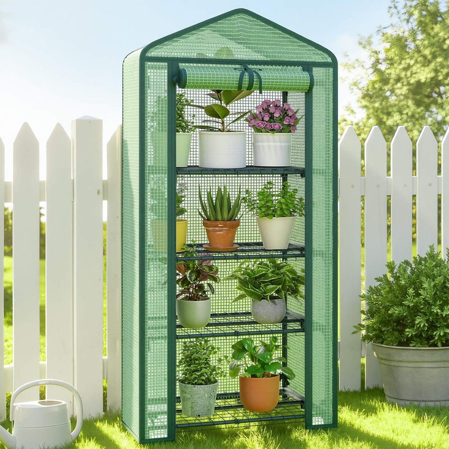 TianC beauty Greenhouse for Indoor Outdoor, Small Plastic Plant Green House 4-Tier Rack Stand Portable Greenhouses with Durable PE Cover for Seedling