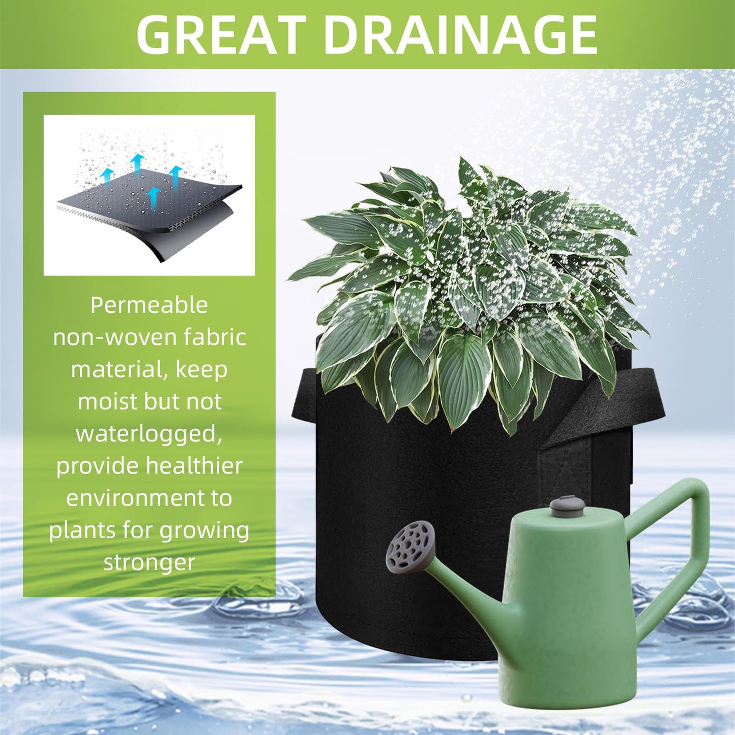 Cskunxia 40-Pack 3 Gallons Grow Bags, Non-Woven Fabric Pots Plant Bags, Plant Grow Bags with Handles, Garden Plant Bags for Potatoes, Carrots, Tomatoes and Other Vegetable,Fruits