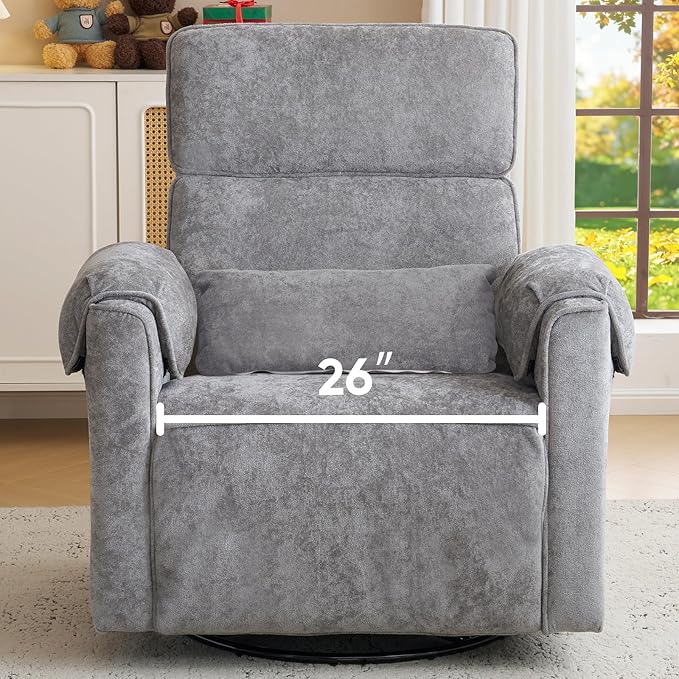 Oversized Power Recliner Chair, Chenille Glider Rocking Nursery Chair