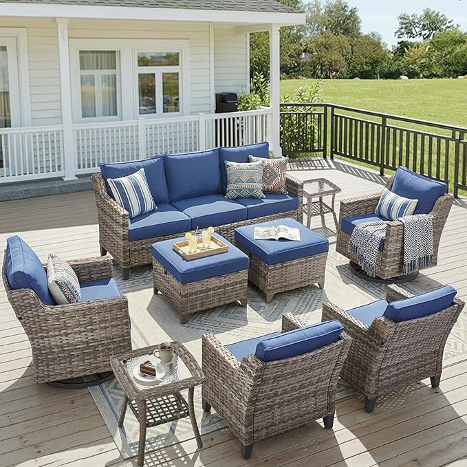 9 Piece Outdoor Patio Furniture Set-All Weather Outdoor Conversation Sets