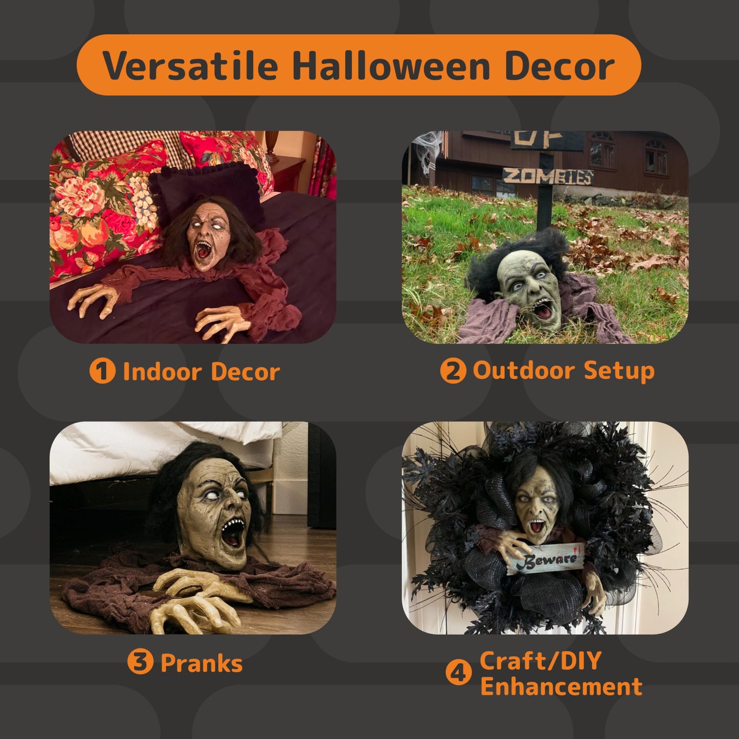 PREXTEX Crawling Zombie Halloween Decoration - Zombies Coming Out of Ground Prop - Creepy Outdoor Zombie Yard Decorations for Haunted Houses, Graveyards, and Halloween Parties
