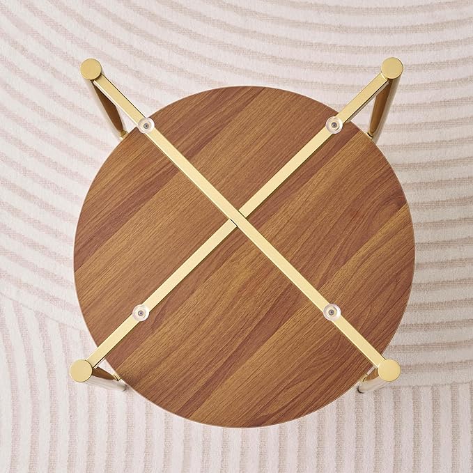 LumFurn Round Glass End Table, Mid-Century Modern Design Sofa Table