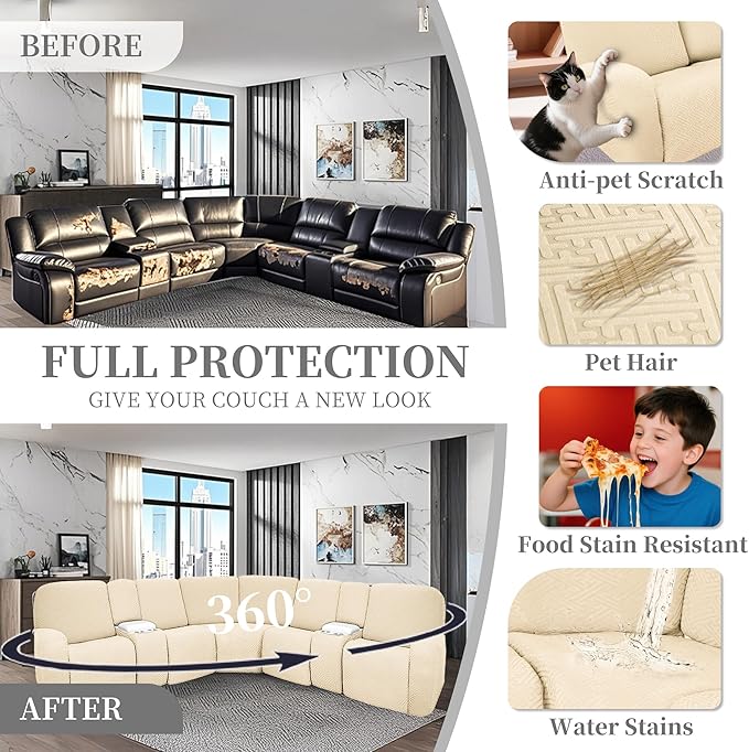 100% Waterproof Sectional Recliner Couch Covers