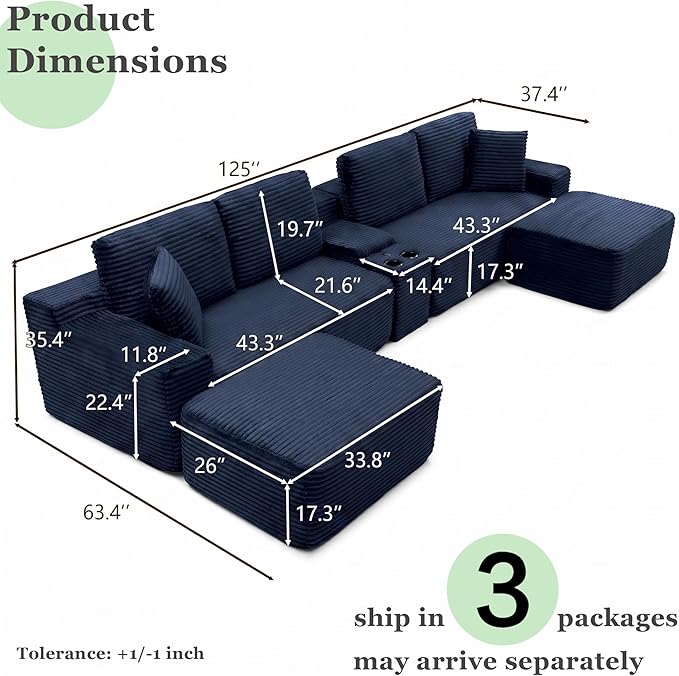125" Oversized Sectional Couches