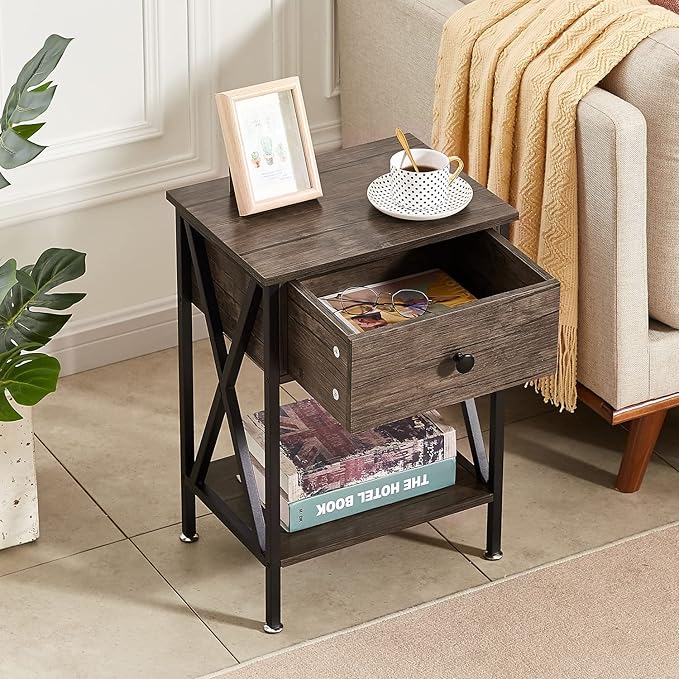 VECELO Nightstands Set of 2, Modern Bedside End Tables, Night Stands