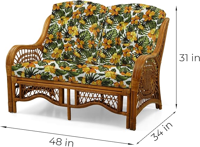 Malibu Lounge Loveseat Sofa Natural Rattan Wicker Handmade Design
