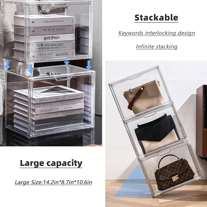 Clear Stackable Plastic Storage Bins