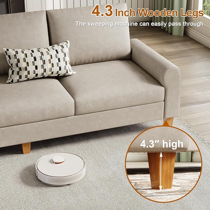 EASE MOOSE Large Seat Faux Leather L Shaped Sofa, Waterproof and