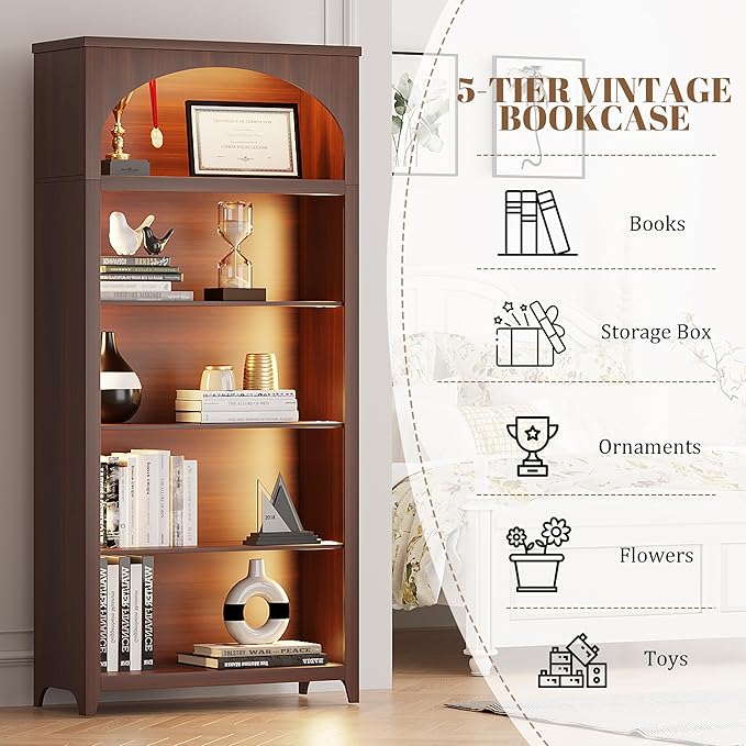 Dystler 5-Tier Arched Bookshelf