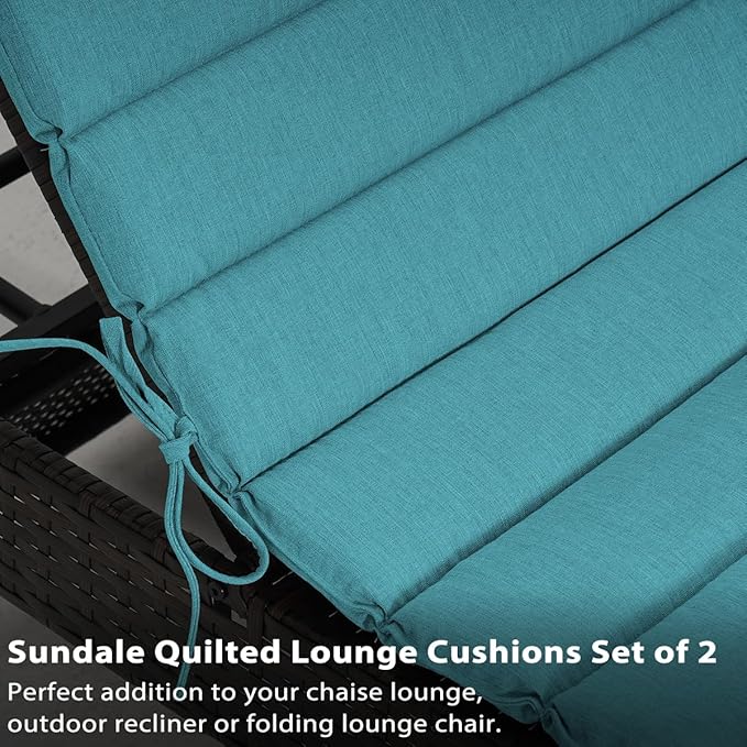 Sundale Outdoor Olefin Quilted Lounge Cushion Set of 4, Patio Foldable Chaise