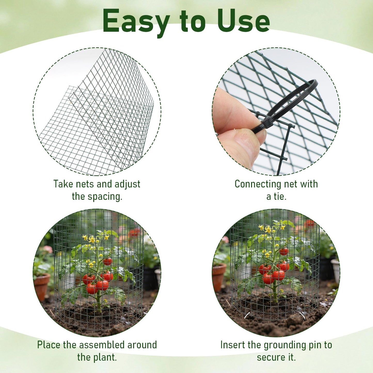 Soleeya 21Pcs 24"x 12" Plant Protectors from Animals, Wire Protectors for Plants, Plant Cages Chicken Wire Cloche with Ground Stakes and Nylon Ties for Garden Flower Vegetables (7 Set)