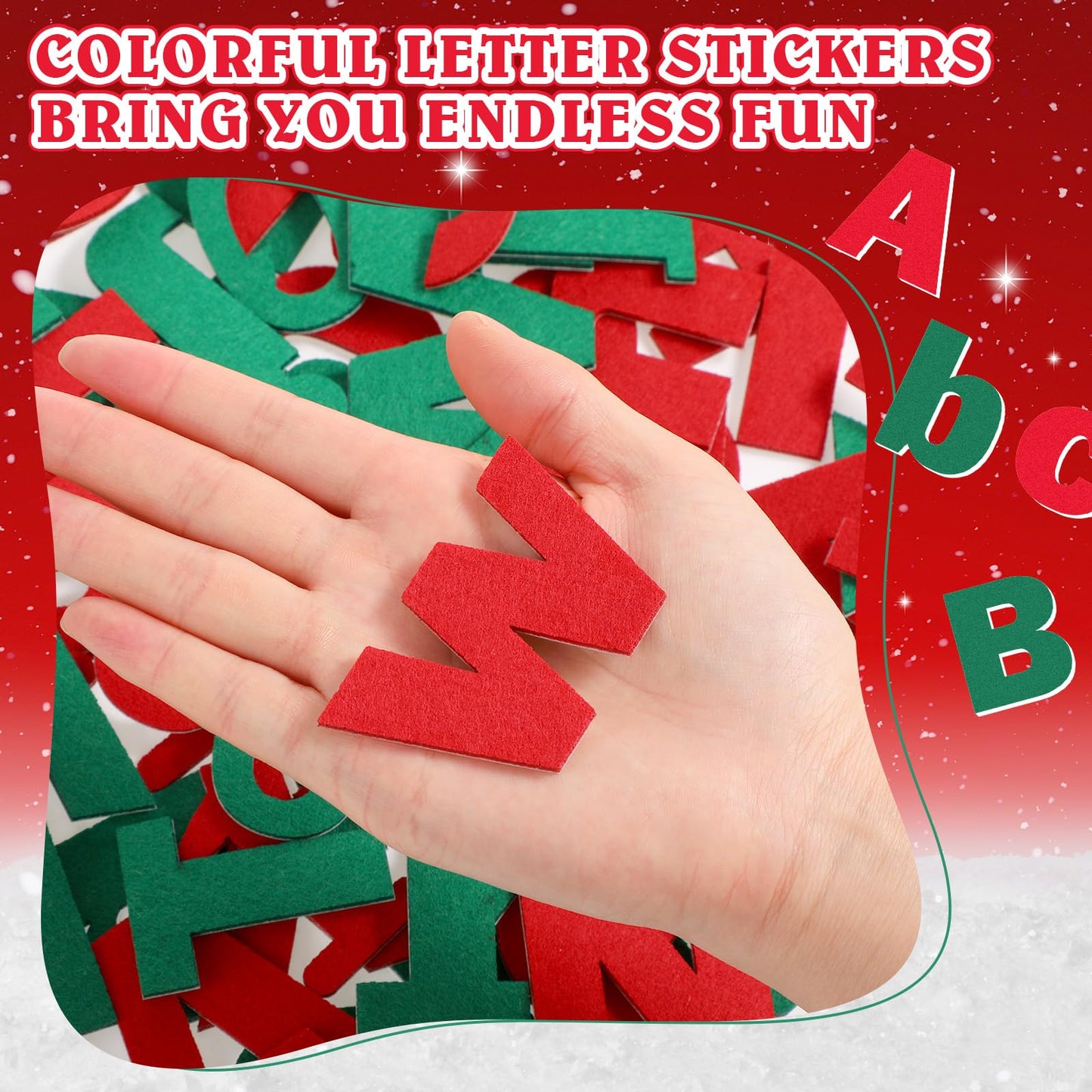 Breling 310 Pieces Felt Letter Bulletin Board Letters Sticker with Number 2" Bulk Self Adhesive ABC Upper Lowercase Sticky Letter for Xmas Gift Bulletin Board Classroom(Christmas Color)