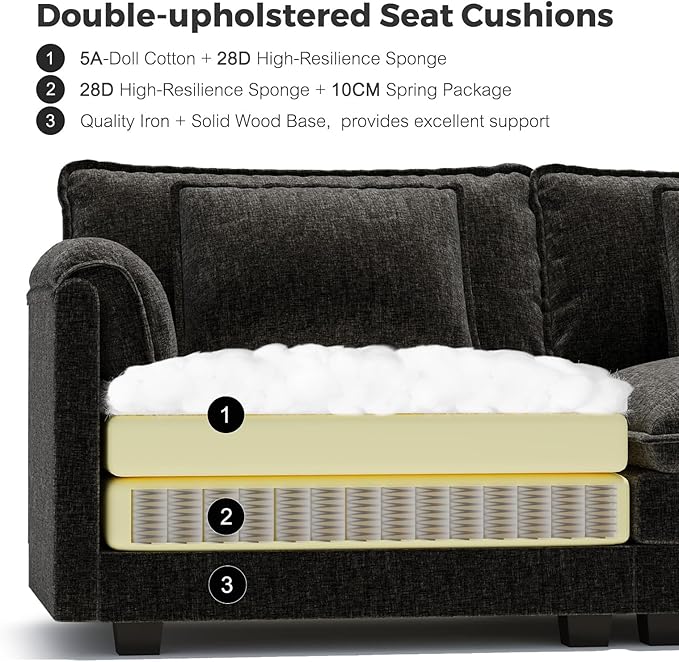 ELUCHANG Oversized 113" Modular Sectional Sofa, Comfy Cloud Couch, L Shaped