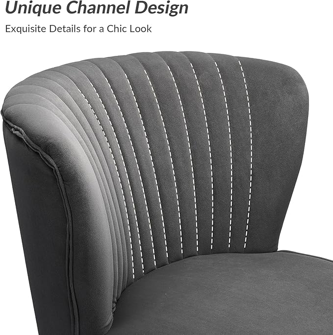 HULALA Home Velvet Accent Chair Set of 2, Modern Armless Upholstered Side Chair