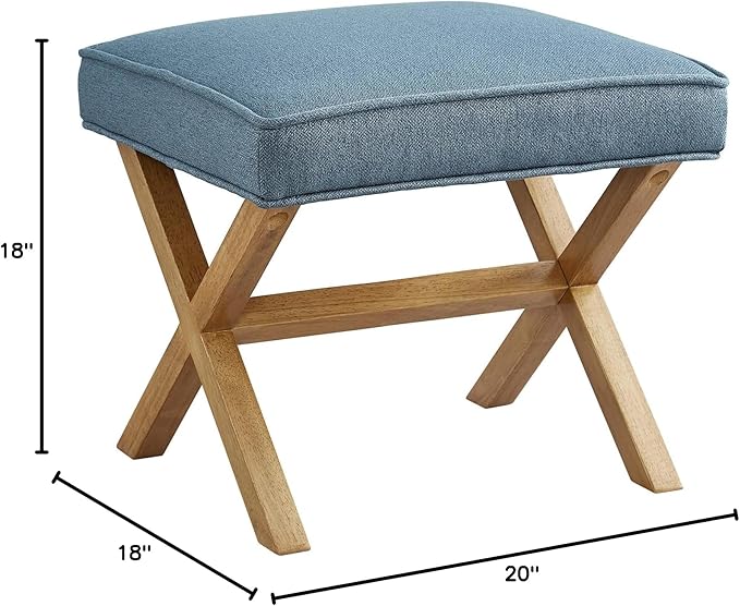 Amazon Brand – Rivet Mid-Century Modern X Stool Ottoman Chair, Indigo
