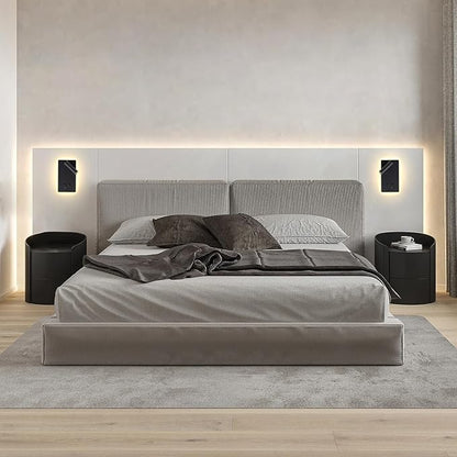 LED Wall Mounted Reading Lights for Books in Bed, Plug in Wall Sconce with USB C+A Ports & 3 Brightness Dimmable, Black Wall Lamps for Bedroom, Headboard Bedside Lamp with 9W+3W Night Light (2 pack)