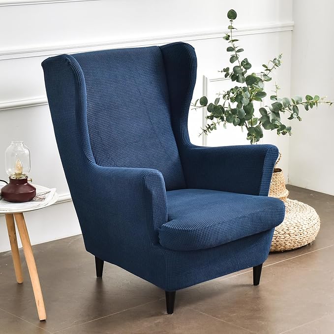 HAOYONG Jacquard Wingback Chair Cover Thickening Wing Armchair Covers Set of 2