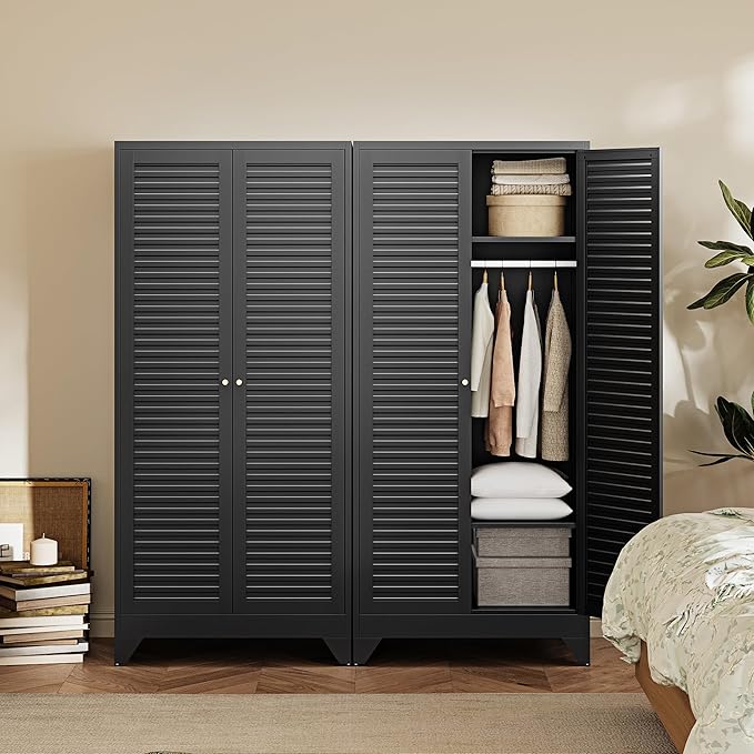 Letaya Armoire Wardrobe Closet, Hanging Rod Clothing Storage Cabinets