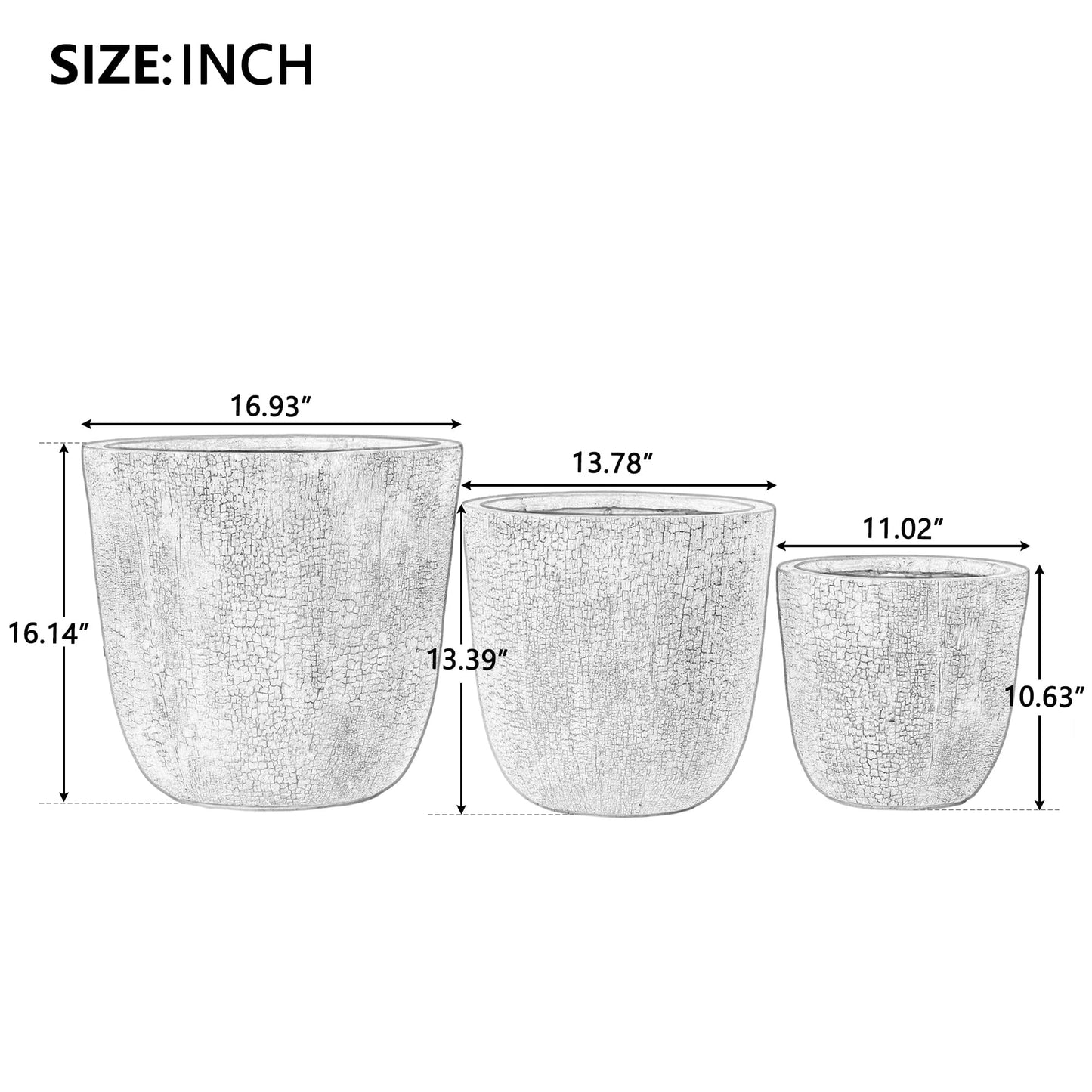 Merax Indoor Outdoor Plant Pots with Drainage Holes and Rubber Plug– Set of 3,Large Lightweight MGO Flower Pots (16.9/13.7/11 Inch) – Modern Planters for Indoor Plants, Room & Office Décor,Beige