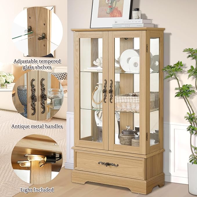 Lighted Glass Curio Display Cabinet