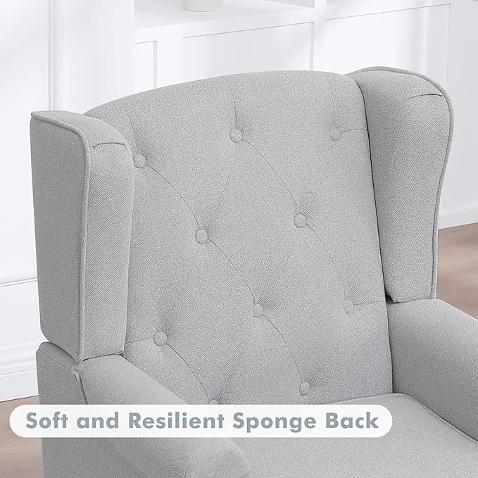 Accent Chair Set of 2, Mid Century Modern Fabric Wingback Chair, Upholstered