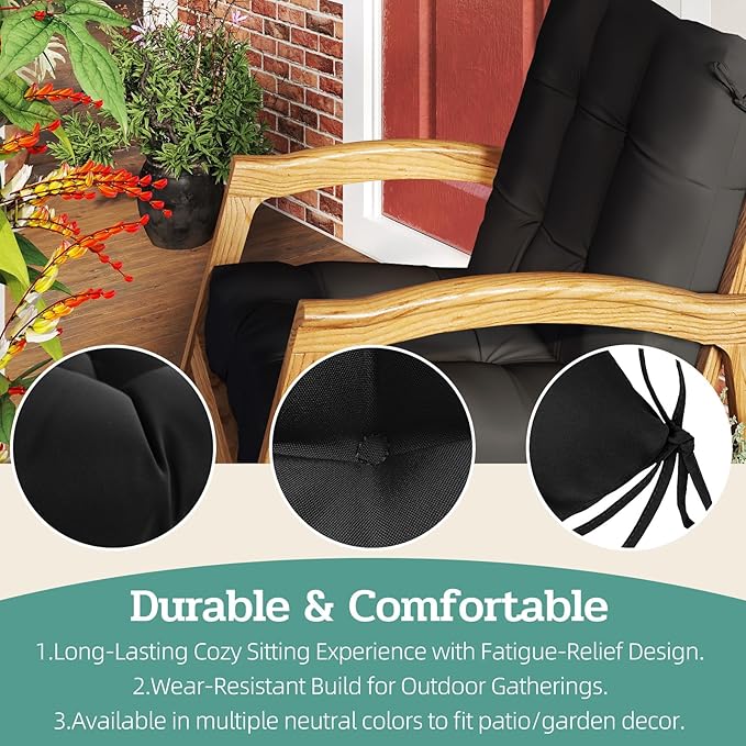 Outdoor Chair Cushions Set of 2, High Back Soft Seat Pad