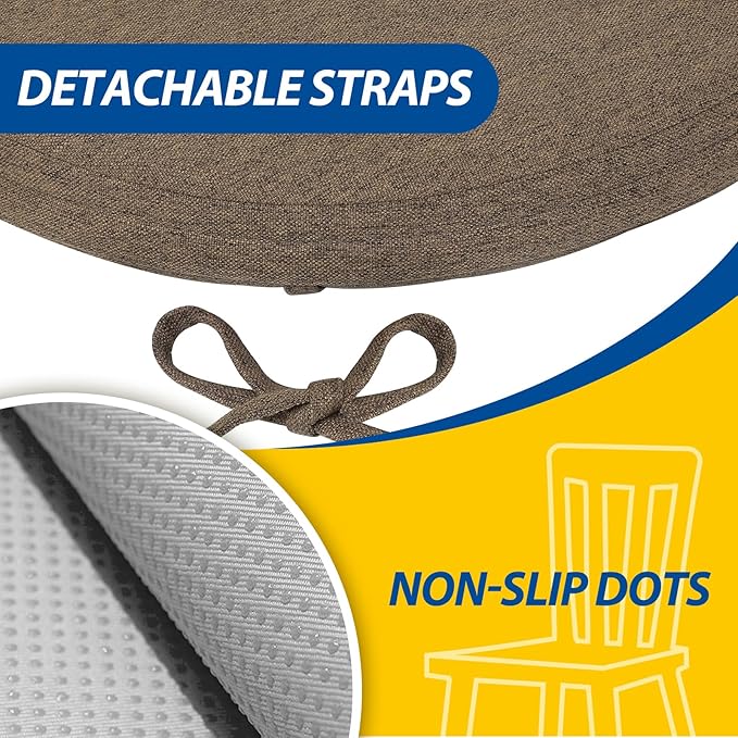 AAAAAcessories D-Shaped Chair Cushions, Machine-Washable Cover
