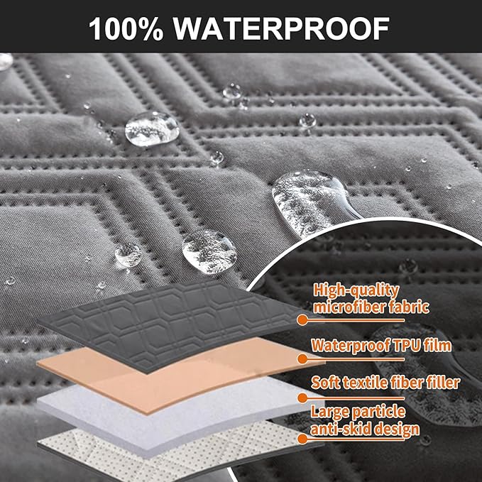 Genina Waterproof Couch Cover for Reclining Couch 3 Seater Non-Slip, Washable